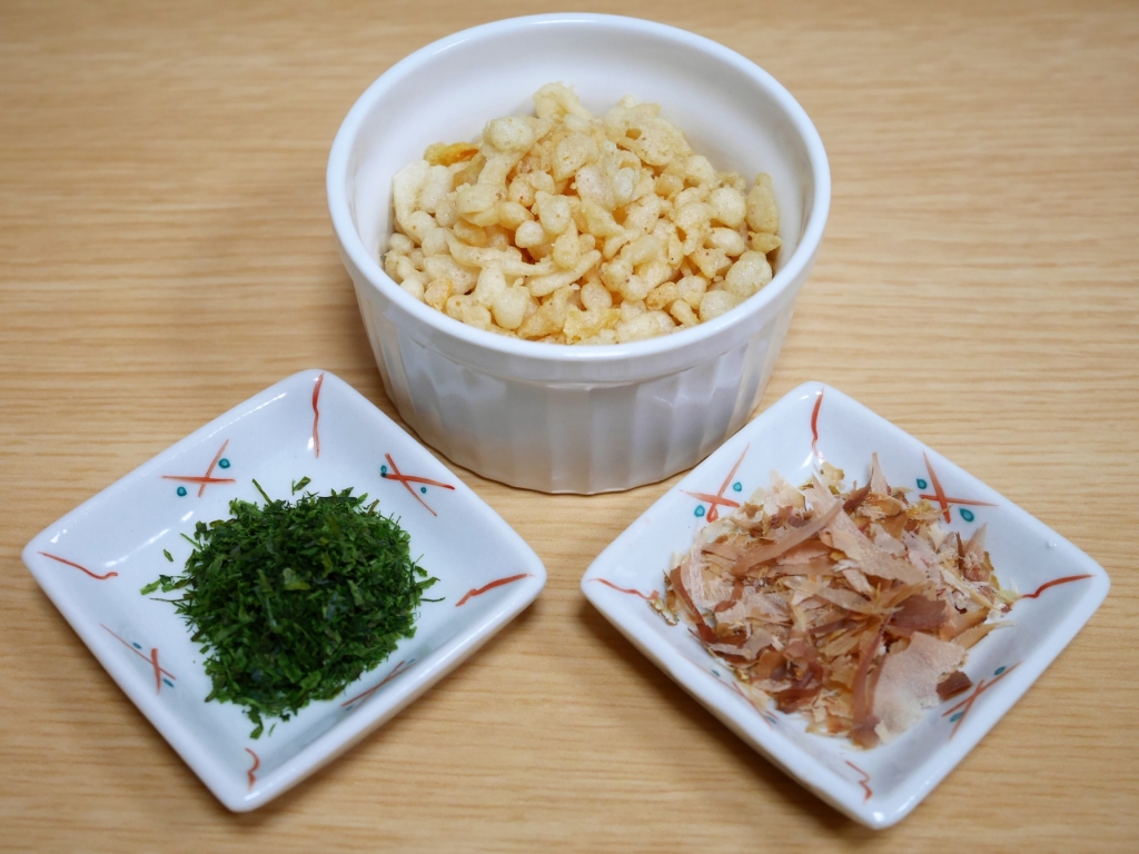 Tenkasu, Aonori and Bonito flakes